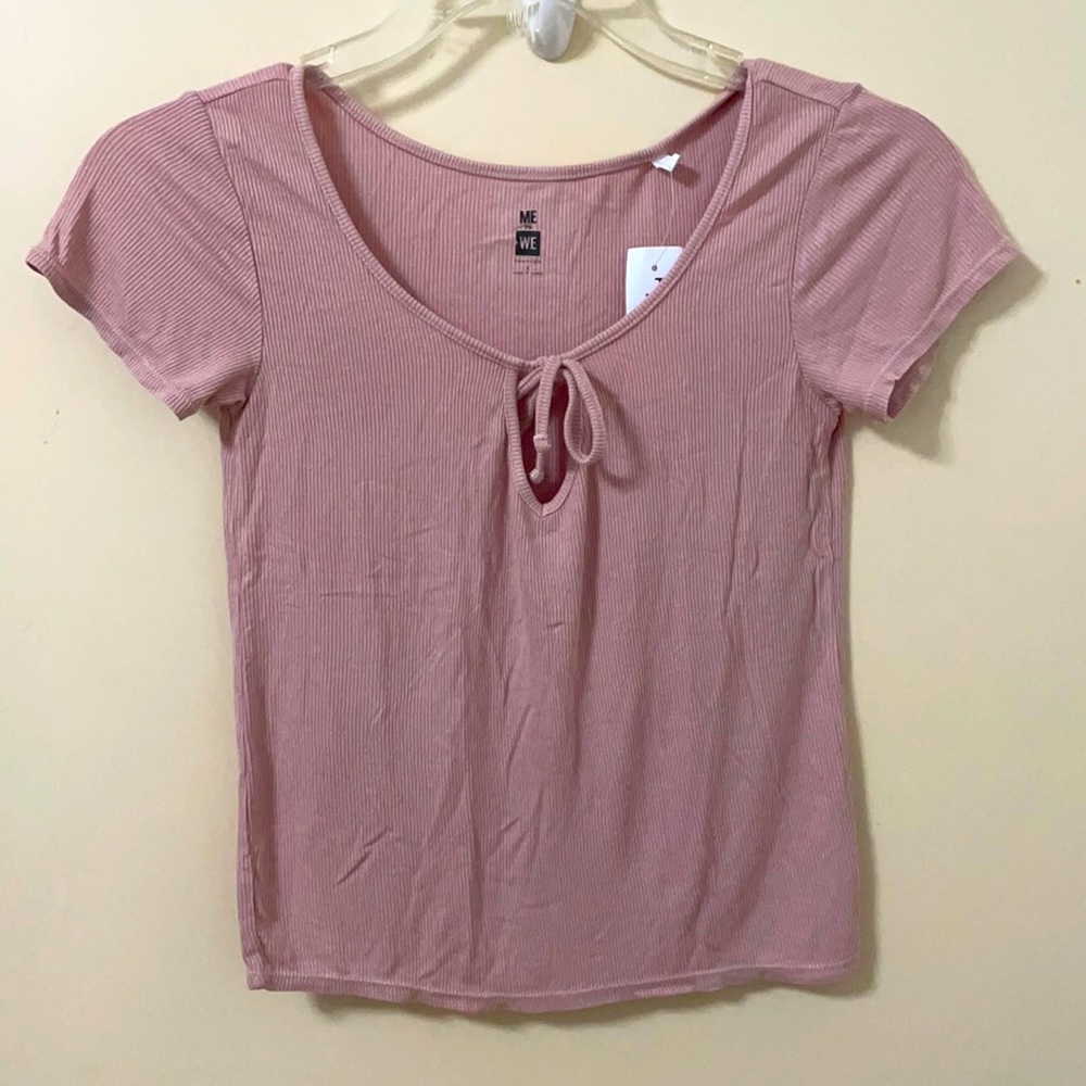 PacSun | pink/mauve keyhole tie front top